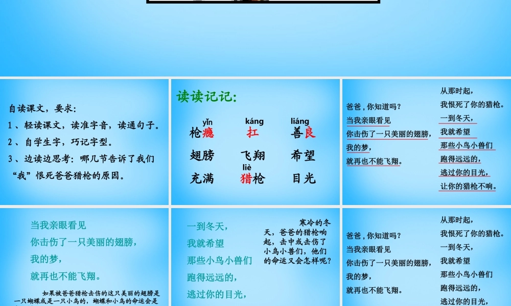 秋三年级语文上册《爸爸，我恨死了你的猎枪》课件 沪教版-沪教版小学三年级上册语文课件
