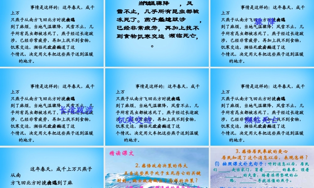 秋三年级语文上册《燕子专列》课件1 沪教版-沪教版小学三年级上册语文课件