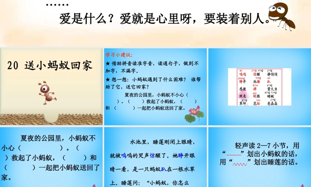 秋二年级语文上册《送小蚂蚁回家》课件2 沪教版-沪教版小学二年级上册语文课件