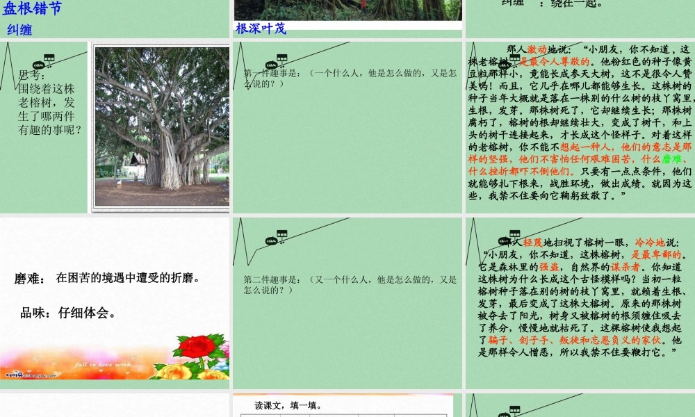 秋三年级语文上册《一株老树和两个怪人》课件2 冀教版-冀教版小学三年级上册语文课件