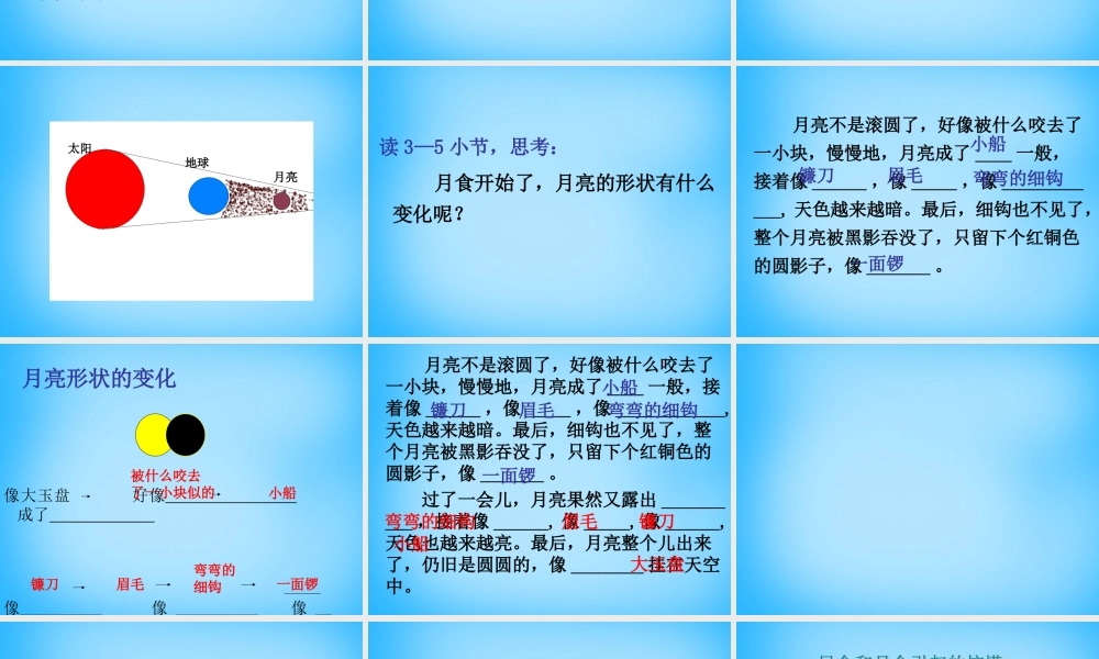 秋三年级语文上册《看月食》课件2 沪教版-沪教版小学三年级上册语文课件