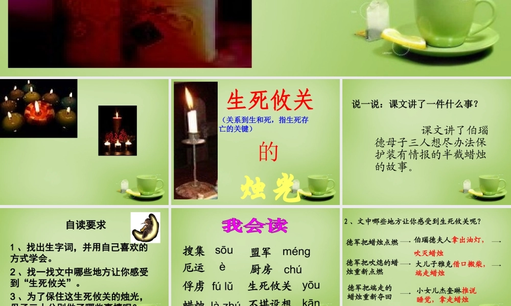 秋五年级语文上册《生死攸关的烛光》课件1 北师大版-北师大版小学五年级上册语文课件