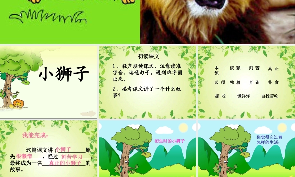 秋二年级语文上册《小狮子》课件1 北师大版-北师大版小学二年级上册语文课件