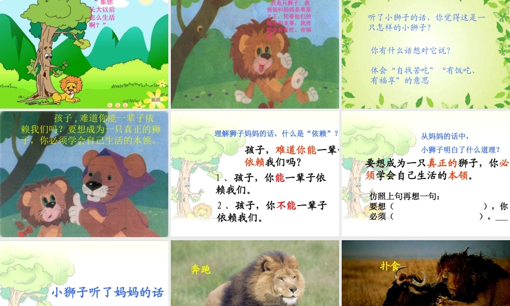 秋二年级语文上册《小狮子》课件1 北师大版-北师大版小学二年级上册语文课件