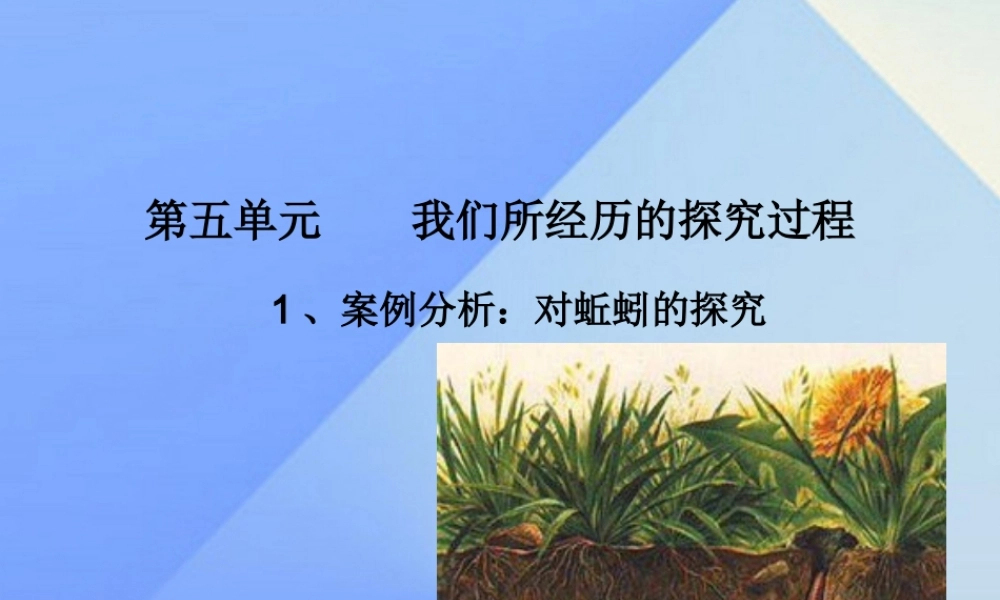 秋六年级科学上册 5.1《案例分析 对蚯蚓的研究》课件2 大象版-大象版小学六年级上册自然科学课件