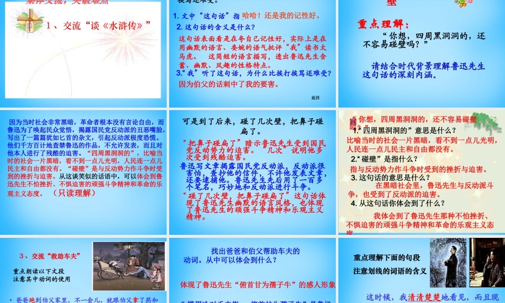 秋五年级语文上册《我的伯父鲁迅先生》课件3 沪教版-沪教版小学五年级上册语文课件