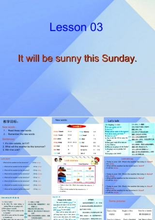 秋六年级英语上册 Lesson 3《It will be sunny this Sunday》课件1 科普版-人教版小学六年级上册英语课件