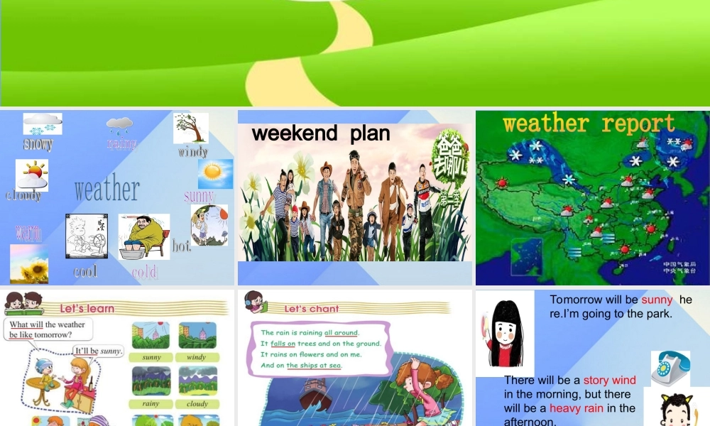 秋六年级英语上册 Lesson 3《It will be sunny this Sunday》课件2 科普版-人教版小学六年级上册英语课件