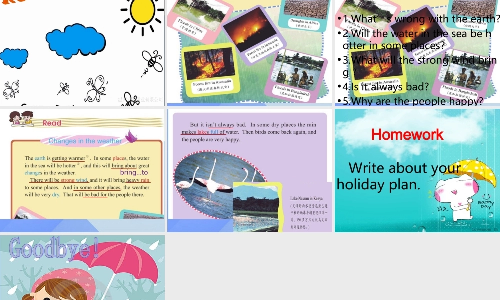 秋六年级英语上册 Lesson 3《It will be sunny this Sunday》课件2 科普版-人教版小学六年级上册英语课件