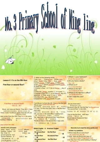 秋六年级英语上册 Lesson 6《It’s on the fifth floor》课件4 科普版-人教版小学六年级上册英语课件