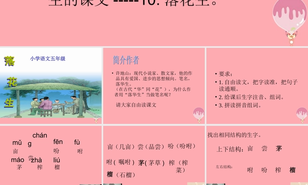 秋五年级语文上册 第15课 落花生课件1 新人教版-新人教版小学五年级上册语文课件