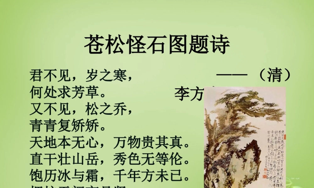 秋六年级语文上册《苍松怪石图题诗》课件3 北师大版-北师大版小学六年级上册语文课件