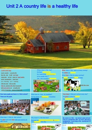 秋六年级英语上册 Unit 2 a country life is a healthy life课件1 广州版-广州版小学六年级上册英语课件