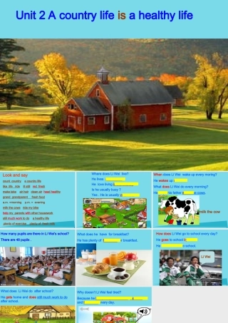 秋六年级英语上册 Unit 2 a country life is a healthy life课件3 广州版-广州版小学六年级上册英语课件
