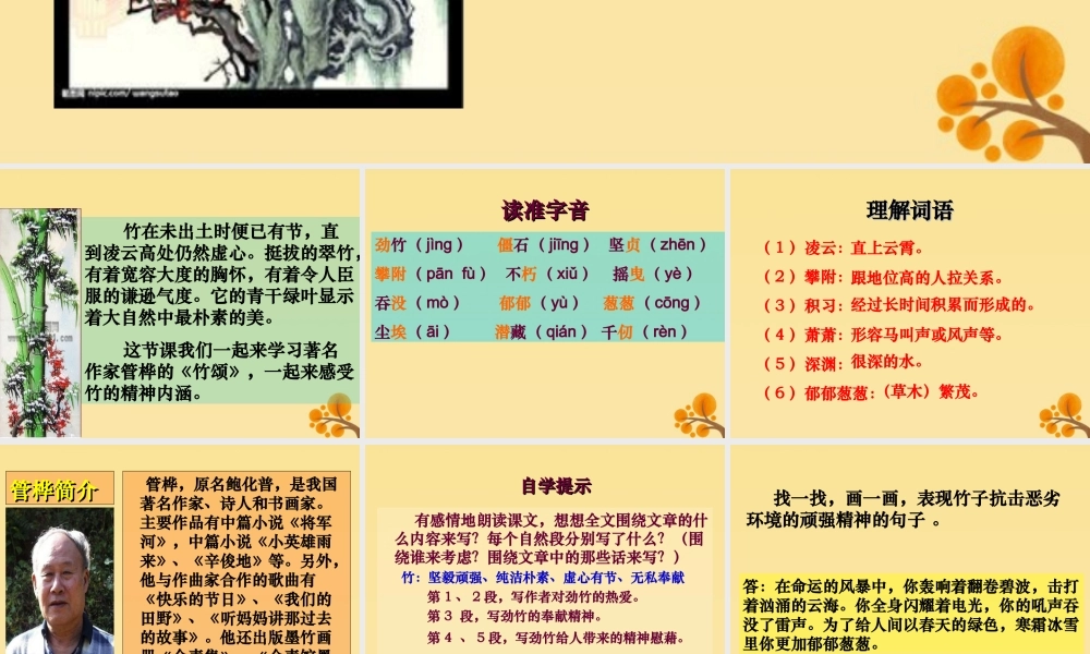 秋六年级语文上册 第八单元 岁寒三友 40 竹颂教学课件 北师大版-北师大版小学六年级上册语文课件