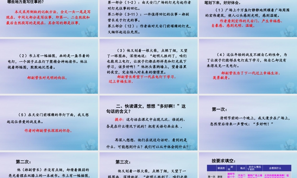 秋六年级语文上册 第二单元 8 灯光教学课件 新人教版-新人教版小学六年级上册语文课件