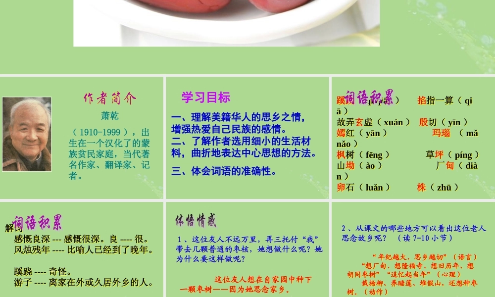 秋六年级语文上册 第二单元 9 枣核教学课件 语文S版-语文S版小学六年级上册语文课件