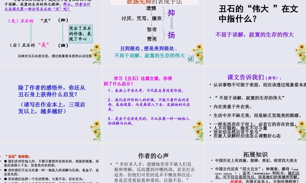 秋六年级语文上册 第二单元 美与丑 6 丑石教学课件 北师大版-北师大版小学六年级上册语文课件