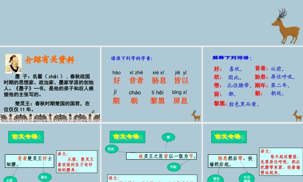 秋六年级语文上册 第二单元 美与丑 7 寓言二则 楚王好细腰（1）教学课件 北师大版-北师大版小学六年级上册语文课件