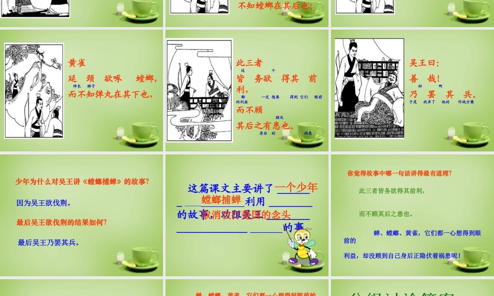 秋六年级语文上册《螳螂捕蝉》课件3 北师大版-北师大版小学六年级上册语文课件