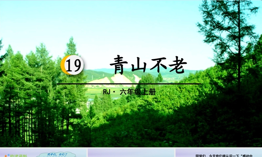 秋六年级语文上册 第六单元 19 青山不老教学课件 新人教版-新人教版小学六年级上册语文课件