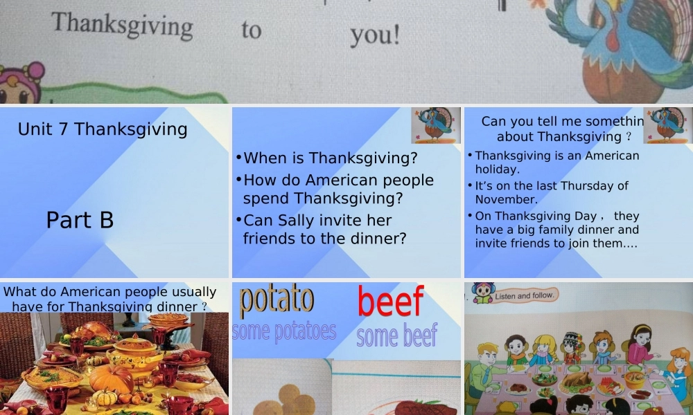 秋六年级英语上册 Unit 7《Thanksgiving》（Part B）课件1 （新版）闽教版-闽教版小学六年级上册英语课件