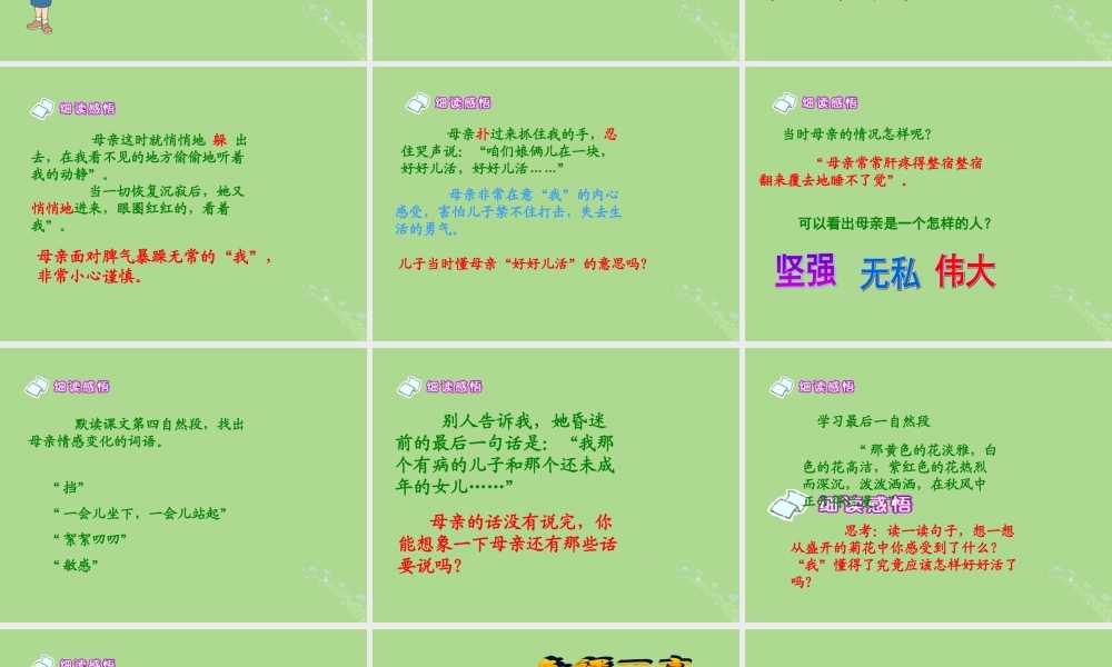 秋六年级语文上册 第三单元 12 秋天的怀念教学课件 语文S版-语文S版小学六年级上册语文课件