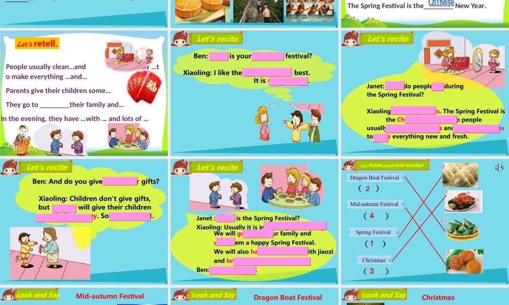秋六年级英语上册 Unit 11 I like the Spring Festival best课件2 广州版-广州版小学六年级上册英语课件