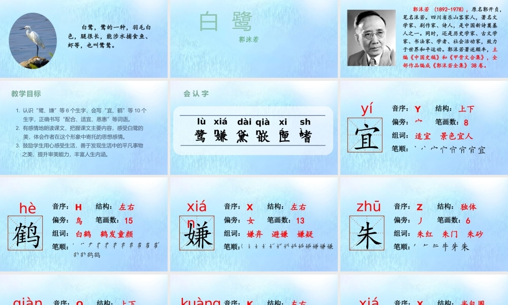 秋五年级语文上册 第一单元 1 白鹭上课课件 新人教版-新人教版小学五年级上册语文课件