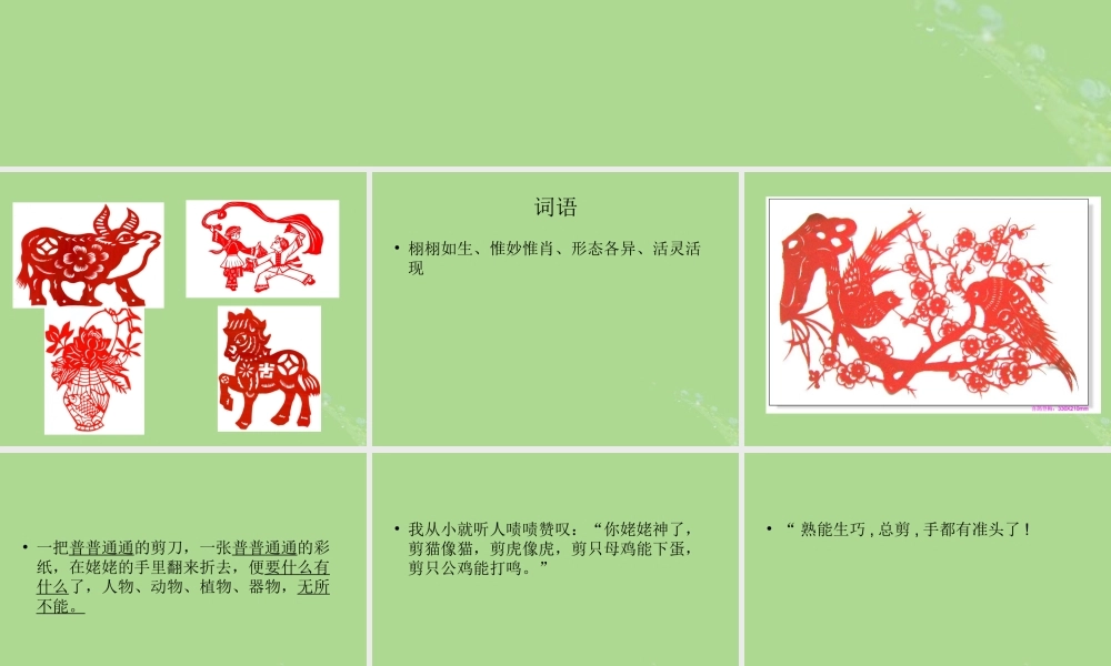 秋六年级语文上册 第四单元 12 姥姥的剪纸教学课件 苏教版-苏教版小学六年级上册语文课件