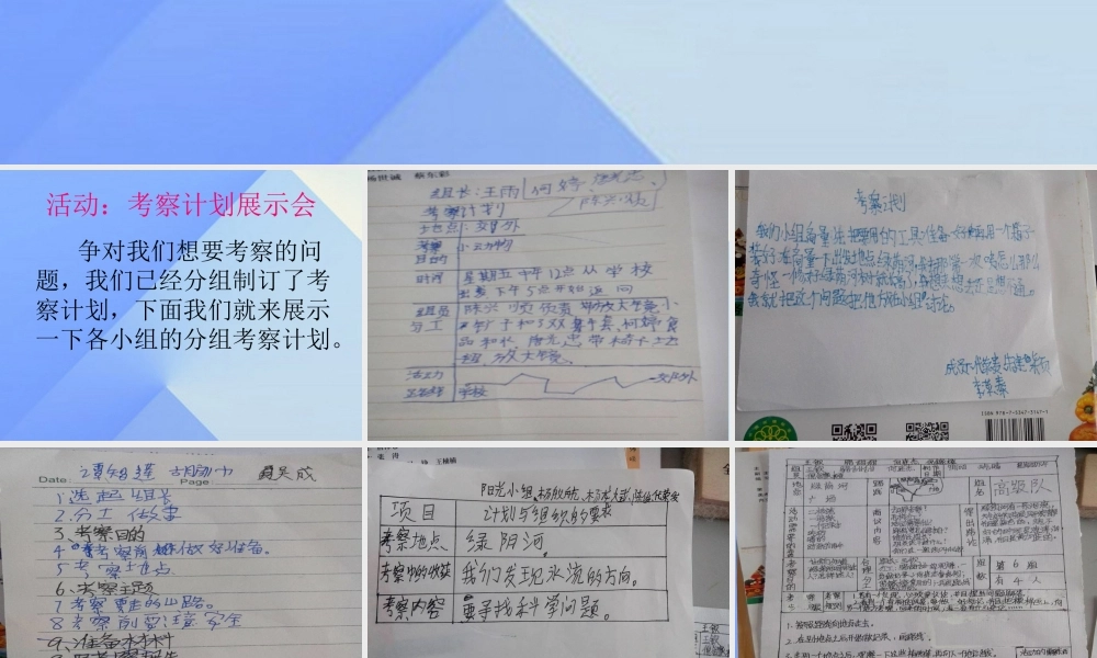 秋四年级科学上册 1.2《考察计划展示会》课件2 大象版-大象版小学四年级上册自然科学课件