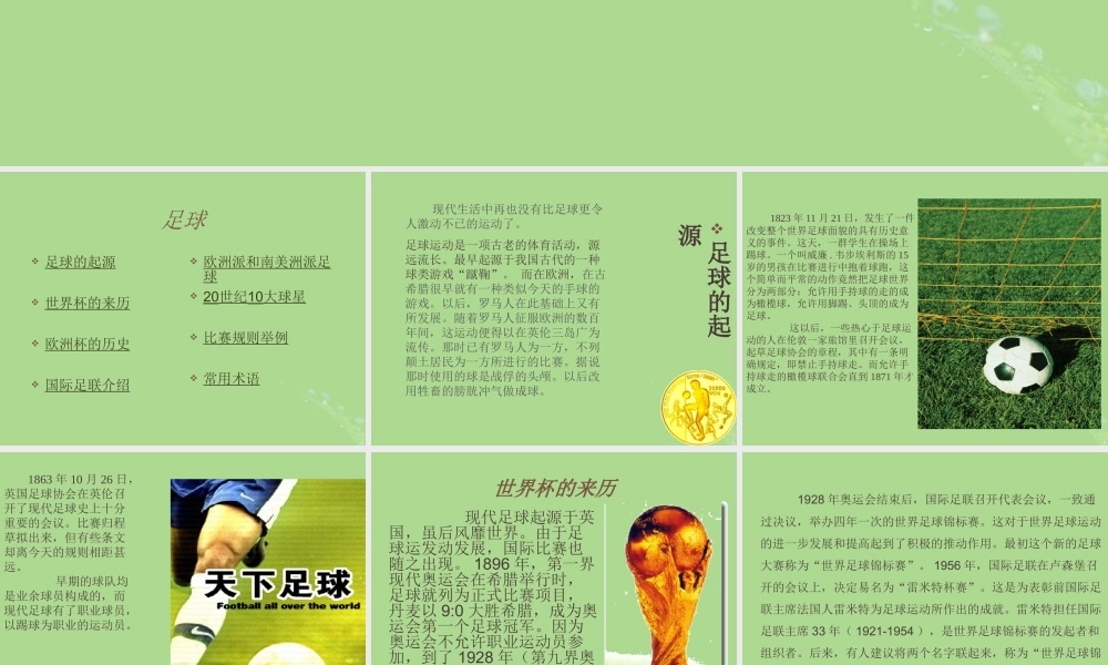 秋六年级语文上册 第四单元 体育 19 足球史话教学课件 北师大版-北师大版小学六年级上册语文课件