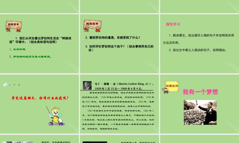 秋六年级语文上册 第七单元 地球家庭 32 黑孩子罗伯特教学课件 北师大版-北师大版小学六年级上册语文课件