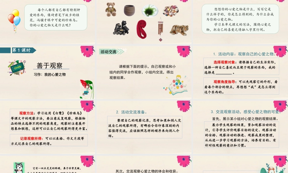 秋五年级语文上册 第一单元 习作一 我的心爱之物上课课件 新人教版-新人教版小学五年级上册语文课件