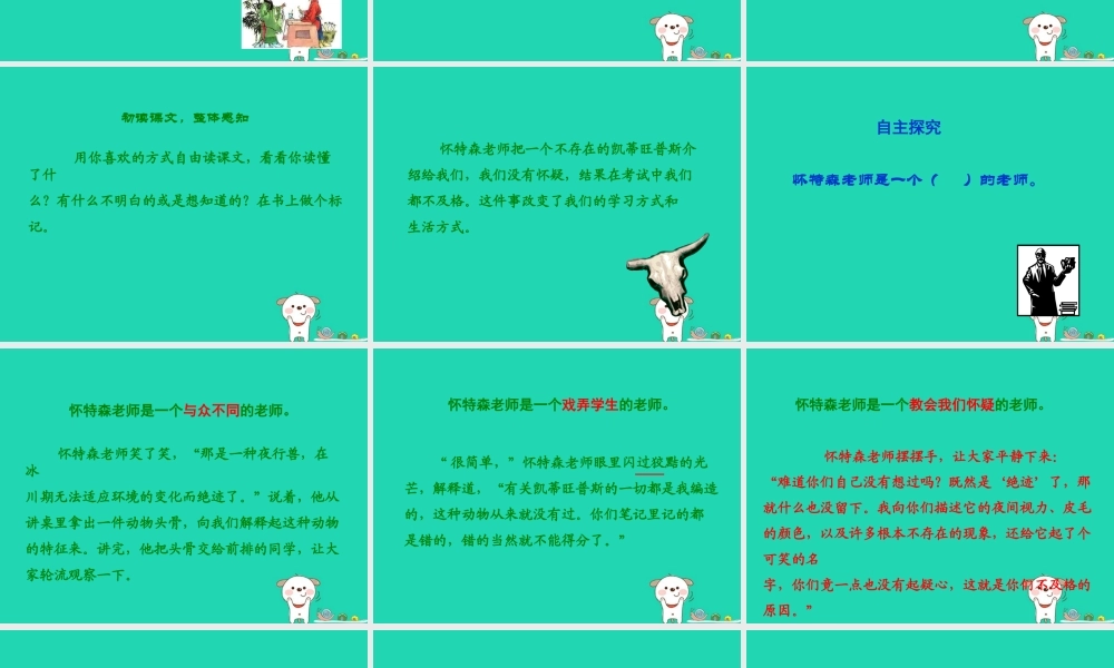 秋六年级语文上册 第五单元 24 一个这样的老师教学课件 语文S版-语文S版小学六年级上册语文课件