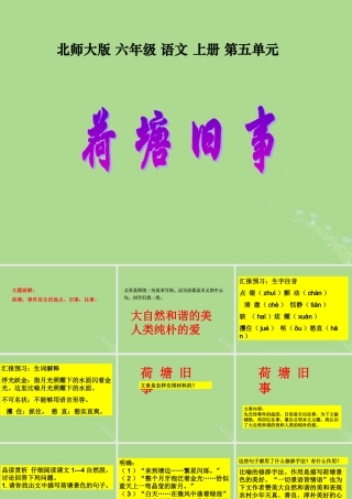 秋六年级语文上册 第五单元 往事 23 荷塘旧事教学课件 北师大版-北师大版小学六年级上册语文课件