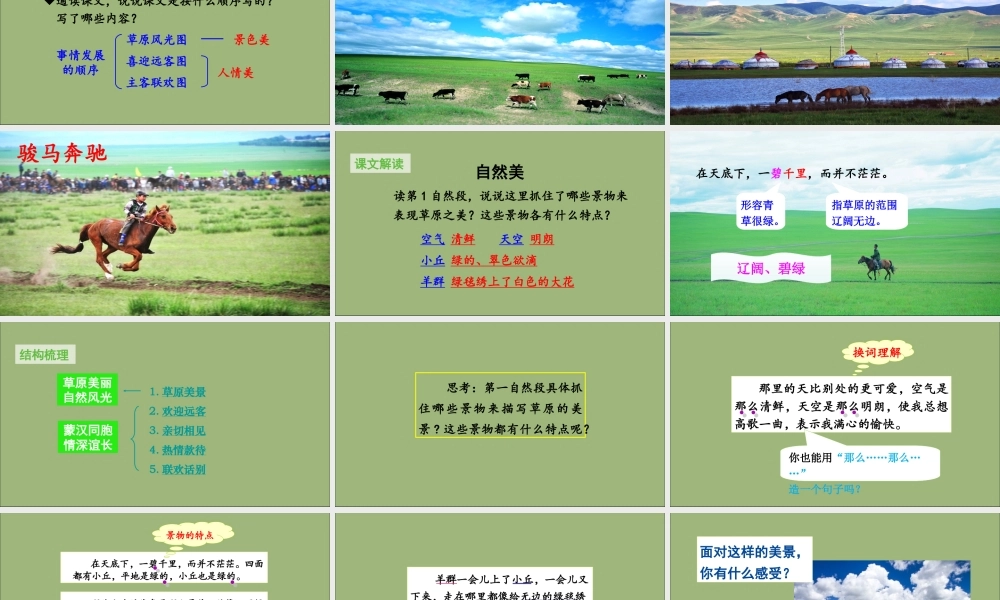 秋六年级语文上册 第一单元 1 草原上课课件 新人教版-新人教版小学六年级上册语文课件