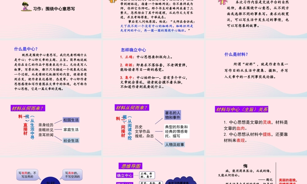 秋六年级语文上册 第五单元 习作五 围绕中心意思写课件 新人教版-新人教版小学六年级上册语文课件