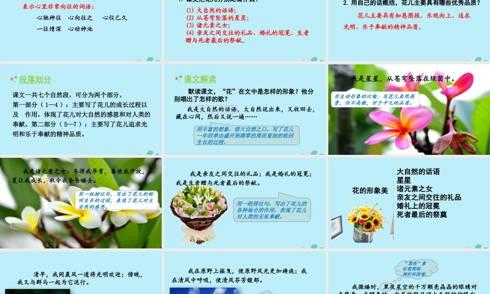 秋六年级语文上册 第一单元 4 花之歌教学课件 新人教版-新人教版小学六年级上册语文课件