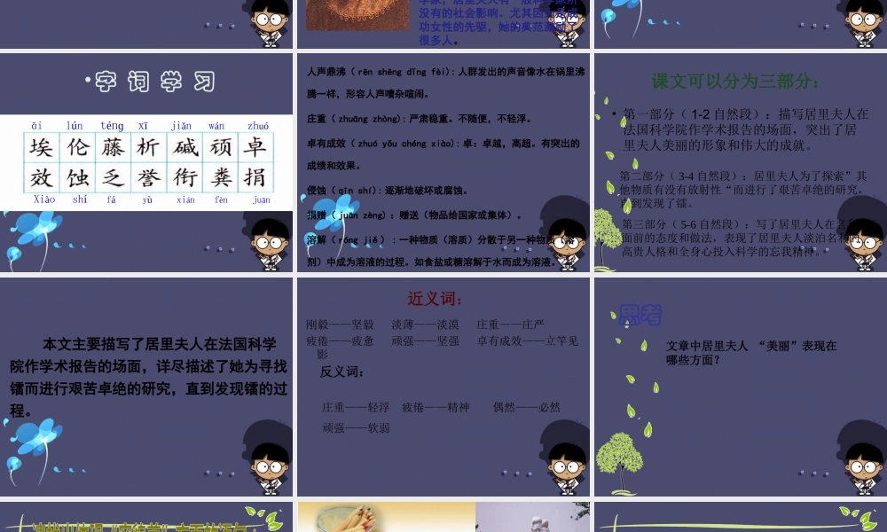 秋五年级语文上册《跨越百年的美丽》课件2 冀教版-冀教版小学五年级上册语文课件