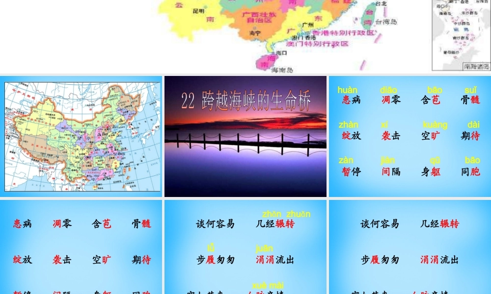 秋五年级语文上册《跨越海峡的生命桥》课件1 沪教版-沪教版小学五年级上册语文课件