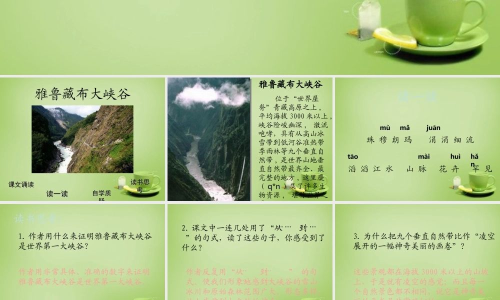 秋五年级语文上册《雅鲁藏布大峡谷》课件1 北师大版-北师大版小学五年级上册语文课件