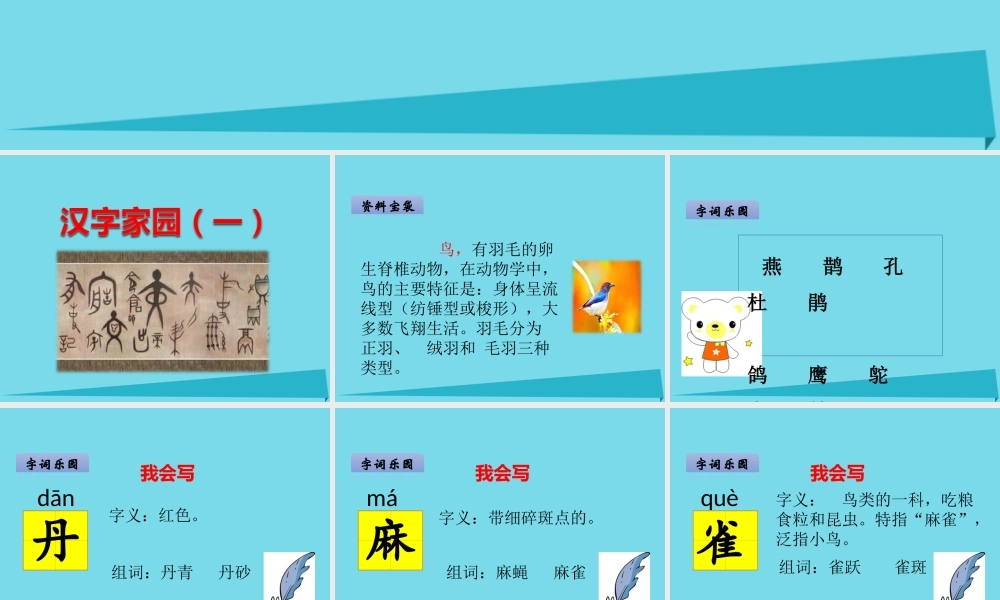 （秋季版）二年级语文上册 第2单元 汉字家园一④鸟的乐园课件 长春版-长春版小学二年级上册语文课件