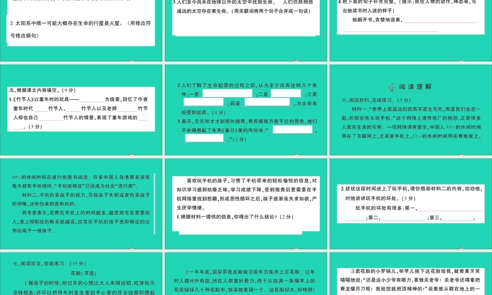 （广东地区）六年级语文上册 第三单元测试课件 新人教版-新人教版小学六年级上册语文课件