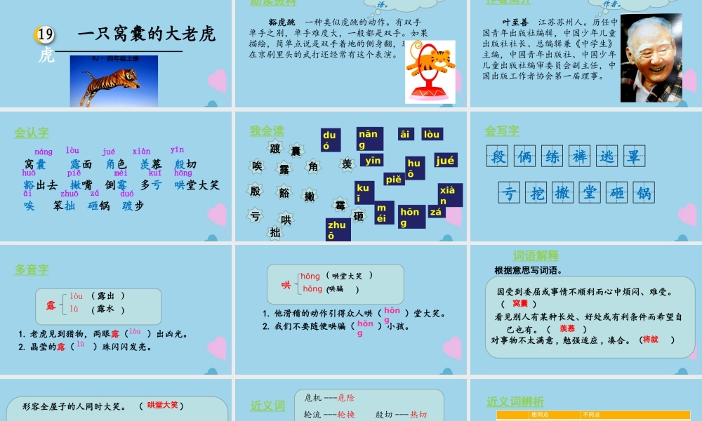 秋四年级语文上册 第六单元 19 一只窝囊的大老虎教学课件 新人教版-新人教级上册语文课件