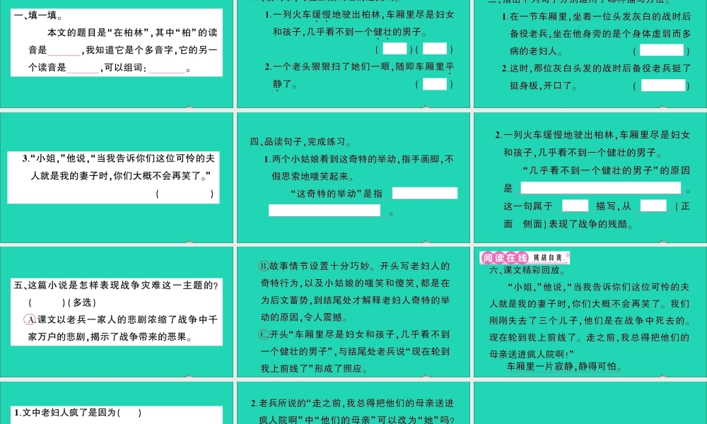 （广东地区）六年级语文上册 第四单元 14 在柏林作业课件 新人教版-新人教版小学六年级上册语文课件