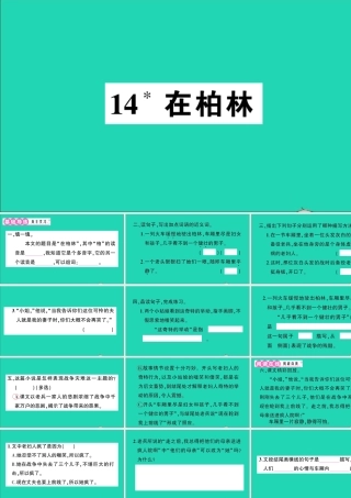 （广东地区）六年级语文上册 第四单元 14 在柏林作业课件 新人教版-新人教版小学六年级上册语文课件