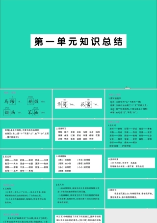 （广东地区）六年级语文上册 第一单元知识总结作业课件  新人教版-新人教版小学六年级上册语文课件