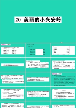 （广东地区）三年级语文上册 第六单元 20 美丽的小兴安岭作业课件 新人教版-新人教版小学三年级上册语文课件