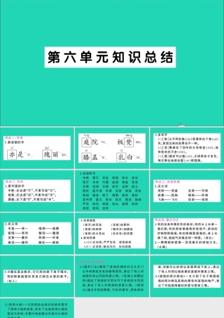 （广东地区）三年级语文上册 第六单元知识总结作业课件 新人教版-新人教版小学三年级上册语文课件